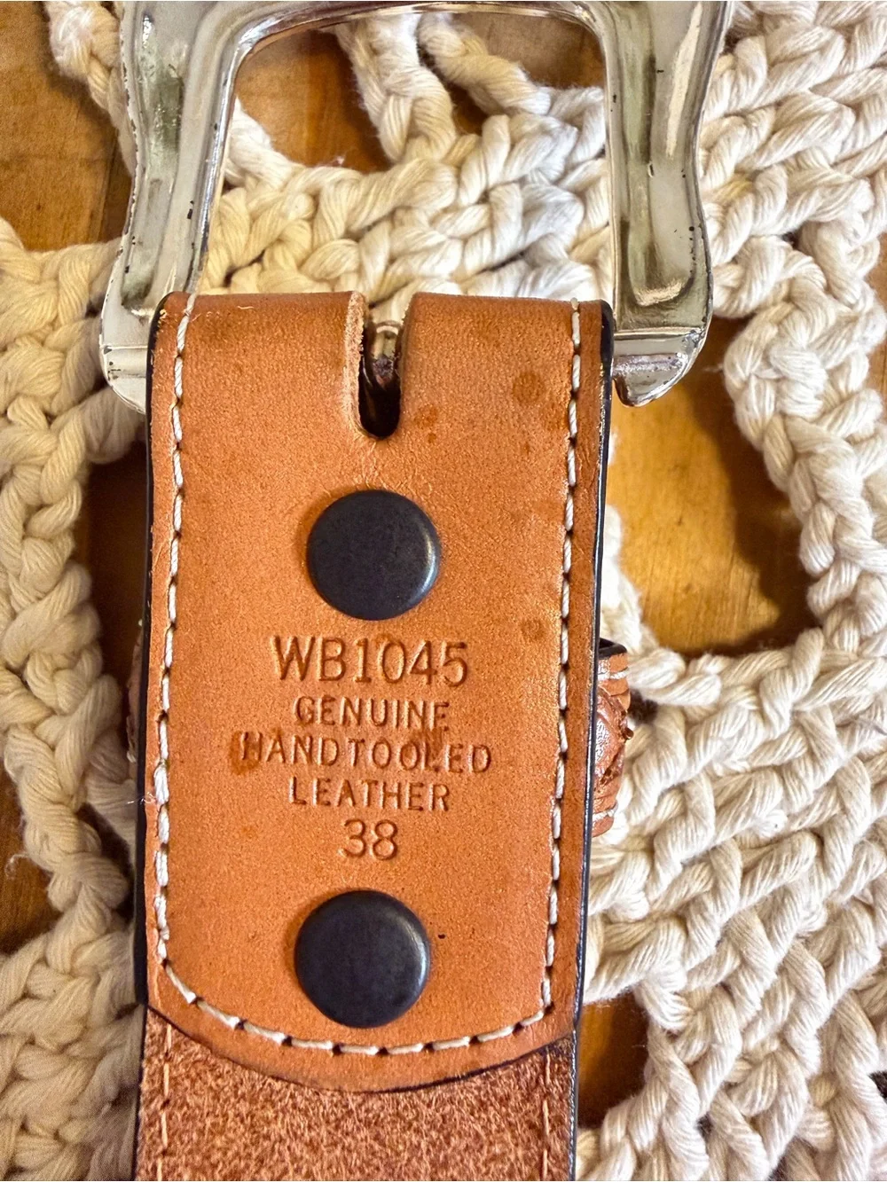 Ranger Belt Company Western Cowhide Hair On Hide Tooled Leather Belt 38